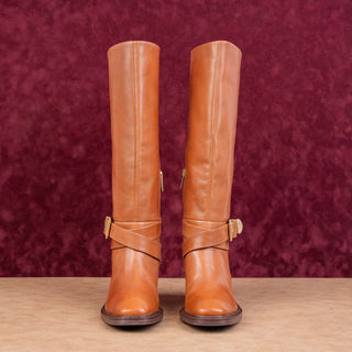 Vince Camuto Women Gin Brown Leather Fashion Heel Fashion Knee Boots sz 5.5