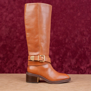 Vince Camuto Women Gin Brown Leather Fashion Heel Fashion Knee Boots sz 5.5
