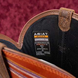 Ariat Work Men Brown Leather WorkHog XT Cottonwood Carbon Toe Work Boots 14 EE