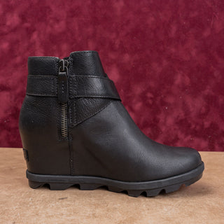 Sorel Women Joan of Artic II Wedge Black Leather Moto Biker Wedge Boots sz 8.5