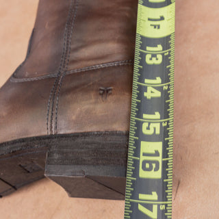 Frye Wmn Melissa Button Lug Dark Brown Leather Equestrian Riding Knee Boots 6.5