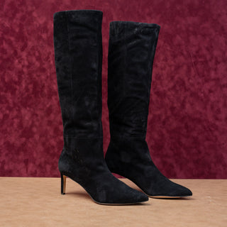 Veronica Beard Women Lisa Black Suede Calf Dress Office Knee Boots sz 8.5