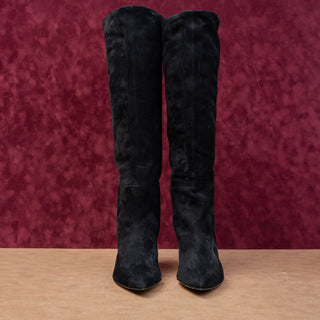 Veronica Beard Women Lisa Black Suede Calf Dress Office Knee Boots sz 8.5