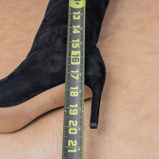 Veronica Beard Women Lisa Black Suede Calf Dress Office Knee Boots sz 8.5
