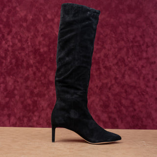 Veronica Beard Women Lisa Black Suede Calf Dress Office Knee Boots sz 8.5