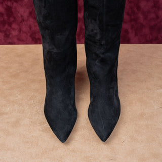 Veronica Beard Women Lisa Black Suede Calf Dress Office Knee Boots sz 8.5