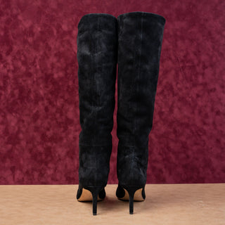 Veronica Beard Women Lisa Black Suede Calf Dress Office Knee Boots sz 8.5