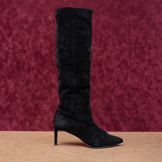 Veronica Beard Women Lisa Black Suede Calf Dress Office Knee Boots sz 8.5