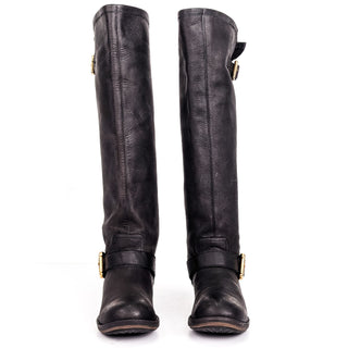 Steve Madden Women Lindley Vintage Retro Y2K Black Leather Moto Boots 6US EUR36