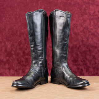 Frye Women Melissa Button Zip Black Leather Equestrian Riding Knee Boots sz 8