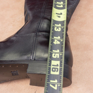 Frye Women Melissa Button Zip Black Leather Equestrian Riding Knee Boots sz 8