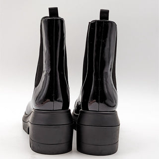 Stuart Weitzman Women Norah Chelsea Black Patent Leather Platform Boots size 9