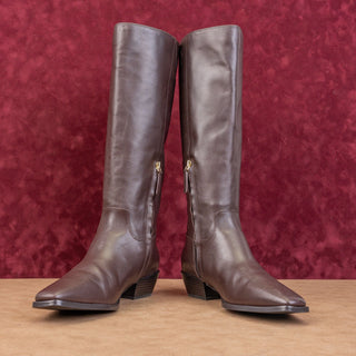 Nordstrom Women Turner Brown Leather Western Zip fashion knee Boots sz 8.5