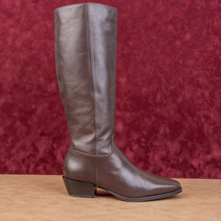 Nordstrom Women Turner Brown Leather Western Zip fashion knee Boots sz 8.5