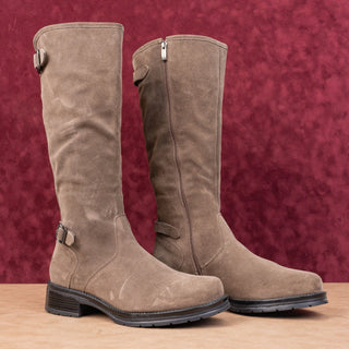 La Canadienne Women Goldey Brown Suede Waterproof Buckle Riding Knee Boots sz 10