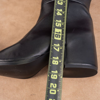 Nordstrom Women Hanna Black Leather Wide Calf Fashion Riding Knee Boots sz 7.5
