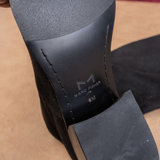 Marc Fisher Women Darwin Black Fabric Zip OTK Metal Pointy Toe Boots sz 8