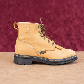 Ariat Women Roper Kiltie Tan Leather Nubuck Work Lace-up Ankle Boots sz 7.5