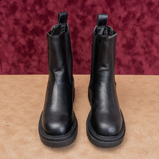 Aquatherm Women Chlo Mid Calf Black Leather Festival Chelsea Boots sz 9