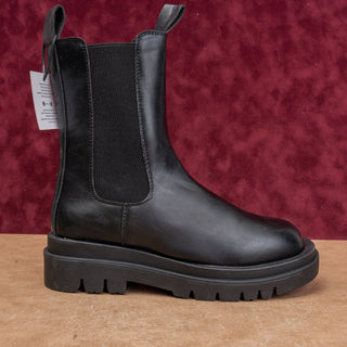 Aquatherm Women Chlo Mid Calf Black Leather Festival Chelsea Boots sz 9