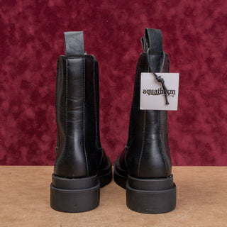 Aquatherm Women Chlo Mid Calf Black Leather Festival Chelsea Boots sz 9