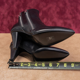 Longchamp Wmn Fashion Double Zip Pointy Black Leather Party Boots 5US EUR36