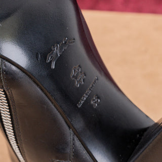 Longchamp Wmn Fashion Double Zip Pointy Black Leather Party Boots 5US EUR36