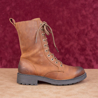 Clarks Women Orinocco 3 Brown Leather Zip Lace-up Festival Combat Boots sz 7.5