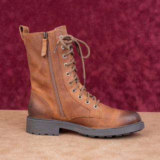Clarks Women Orinocco 3 Brown Leather Zip Lace-up Festival Combat Boots sz 7.5