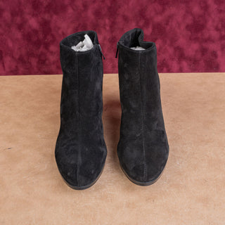 La Canadienne Waterproof Black Suede Dress Heel Zip Ankle Boots sz 9.5