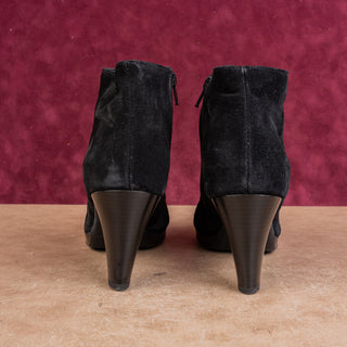 La Canadienne Waterproof Black Suede Dress Heel Zip Ankle Boots sz 9.5