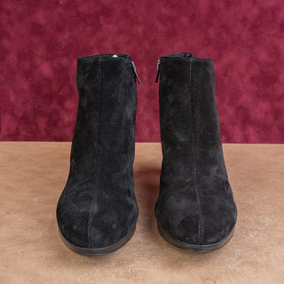 La Canadienne Waterproof Black Suede Dress Heel Zip Ankle Boots sz 9.5