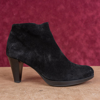 La Canadienne Waterproof Black Suede Dress Heel Zip Ankle Boots sz 9.5