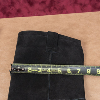 ZIGIny Women Black Suede Riding Slip-on Wedge Heel OTK Fashion Boots sz 7