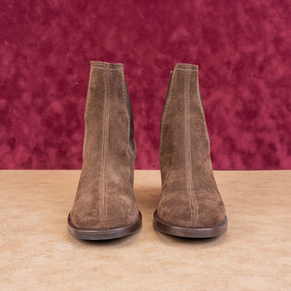 La Canadienne Women Jolie Brown Suede Waterproof Heel Chelsea Ankle Boots sz 5.5