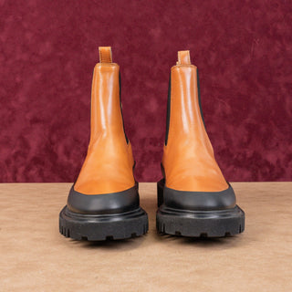 AllSaints Women Harlee Black Tan Leather Chelsea Platform Lug Boots 7US EUR37