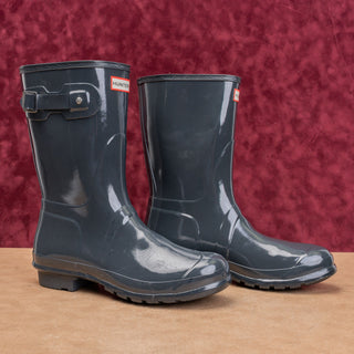 Hunter Women Original Short Graphite Wellie Rain Rubber Mid Boots sz 11