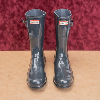 Hunter Women Original Short Graphite Wellie Rain Rubber Mid Boots sz 11