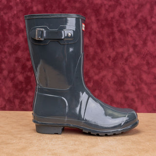 Hunter Women Original Short Graphite Wellie Rain Rubber Mid Boots sz 11