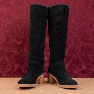 UGG Women Kasen Tall Black Suede Shearling Lined Boots sz 9.5US EUR40.5