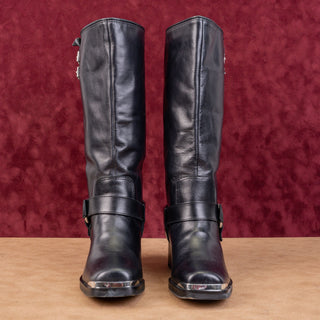 Dolce Vita Women Evi Black Leather Moto Biker Metal Harness Fashion Mid Boots 7