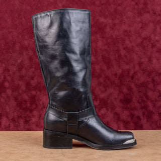 Dolce Vita Women Evi Black Leather Moto Biker Metal Harness Fashion Mid Boots 7