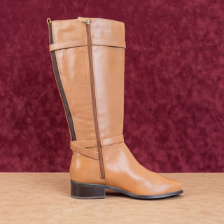 Rockport Women Harper Brown Leather Wide Calf Comfortable Knee boots sz 9.5