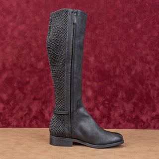 Cole Haan Women Isabell Black Leather Riding Zip Knee Boots Sz 5.5