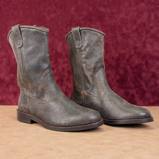Allen Edmond Women Dallas Roper Distress Brown Leather Cowboy Boots sz 10.5