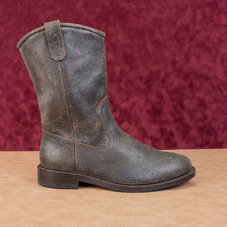 Allen Edmond Women Dallas Roper Distress Brown Leather Cowboy Boots sz 10.5