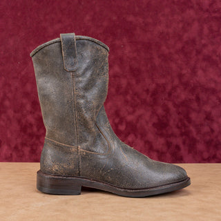 Allen Edmond Women Dallas Roper Distress Brown Leather Cowboy Boots sz 10.5