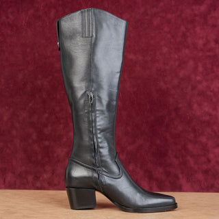 Dolce Vita Women Ona Black Leather Western Pointy Toe Waterproof Knee Boots sz 6