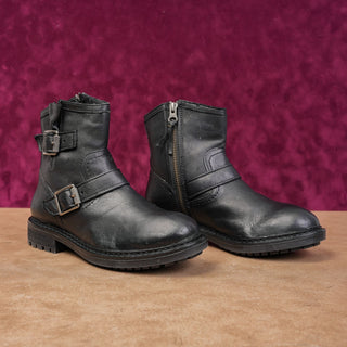 Sofft Women Lalana Black Leather Moto Biker Buckle Ankle Boots sz 6 US EUR 36.5