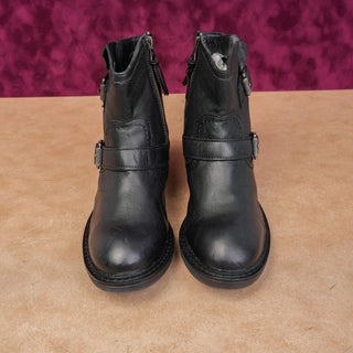 Sofft Women Lalana Black Leather Moto Biker Buckle Ankle Boots sz 6 US EUR 36.5